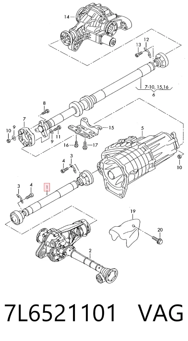Árbol de transmision delantero 7L6521101 VAG