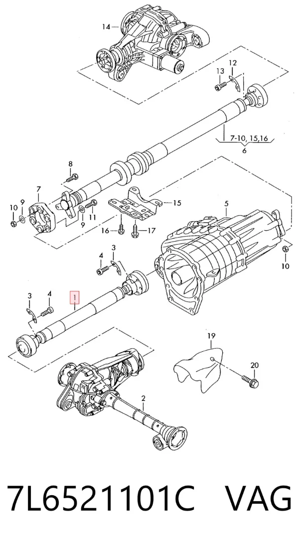 Árbol de transmision delantero 7L6521101C VAG