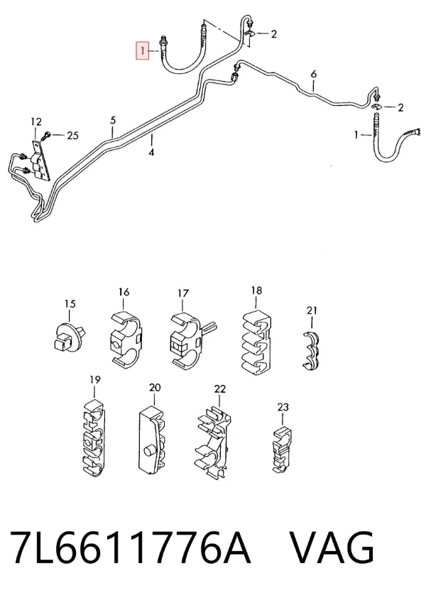 Latiguillo de freno trasero 7L6611776A VAG