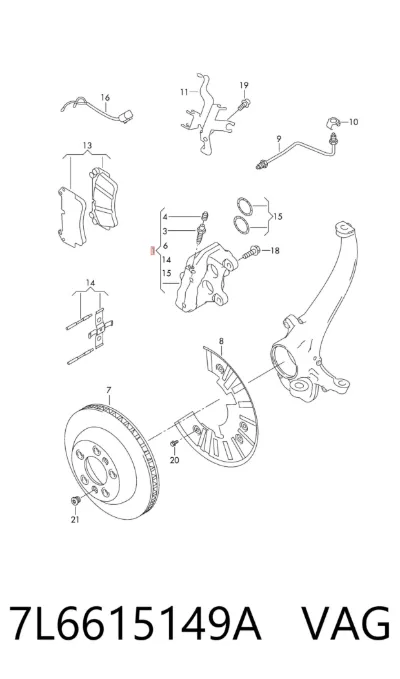 Pinza de freno delantera izquierda VAG 7L6615149A