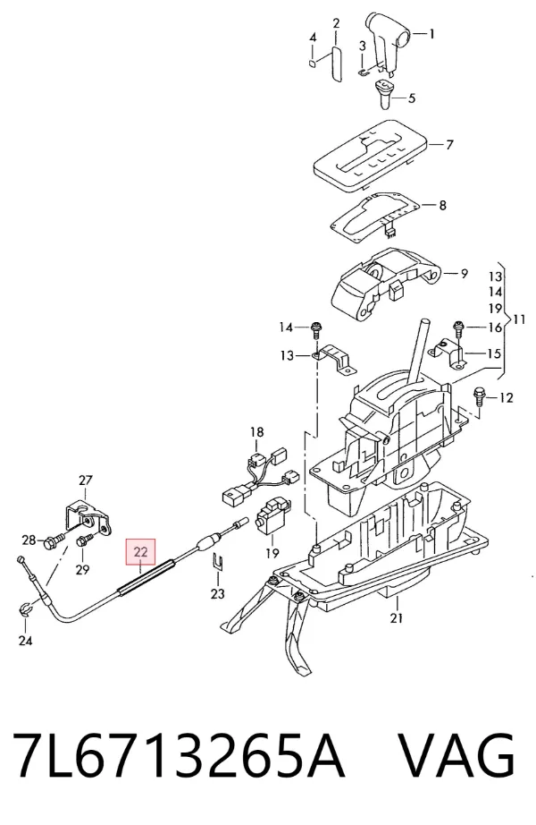 Cable de caja de cambios 7L6713265A VAG