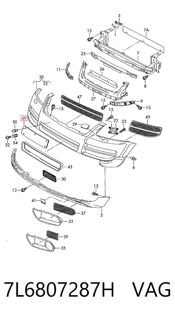 Soporte de matrícula delantera 7L6807287H VAG