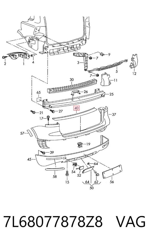 Protector parachoques trasero 7L68077878Z8 VAG