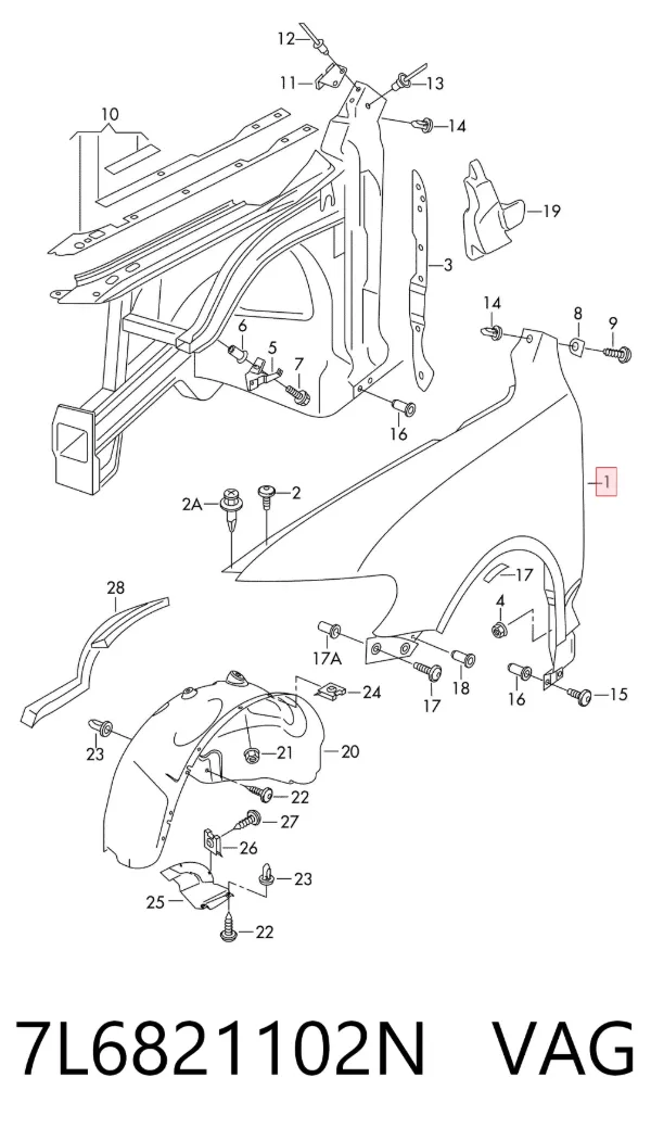 Aleta 7L6821102N VAG