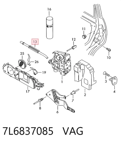 Cable de apertura de cerradura de puerta delantera VAG 7L6837085