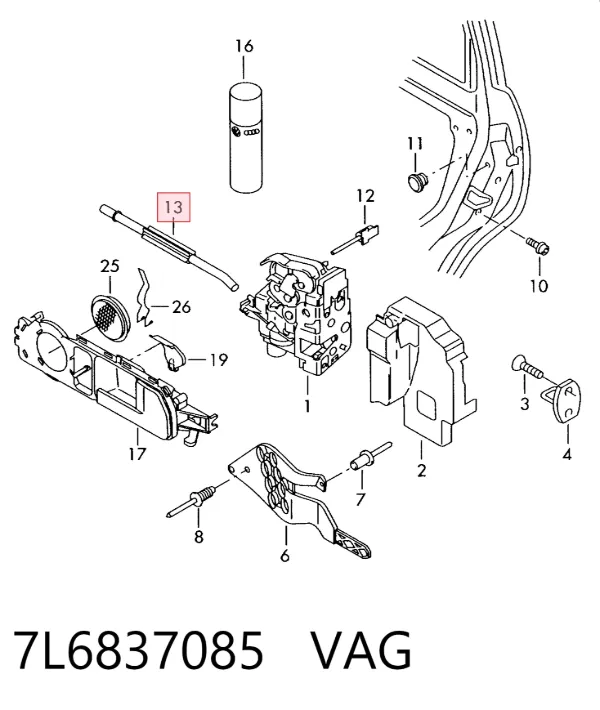 Cable de apertura de cerradura de puerta delantera 7L6837085 VAG