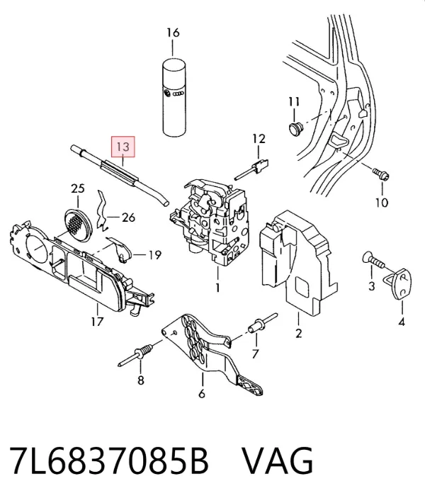 Cable de apertura de cerradura de puerta delantera 7L6837085B VAG