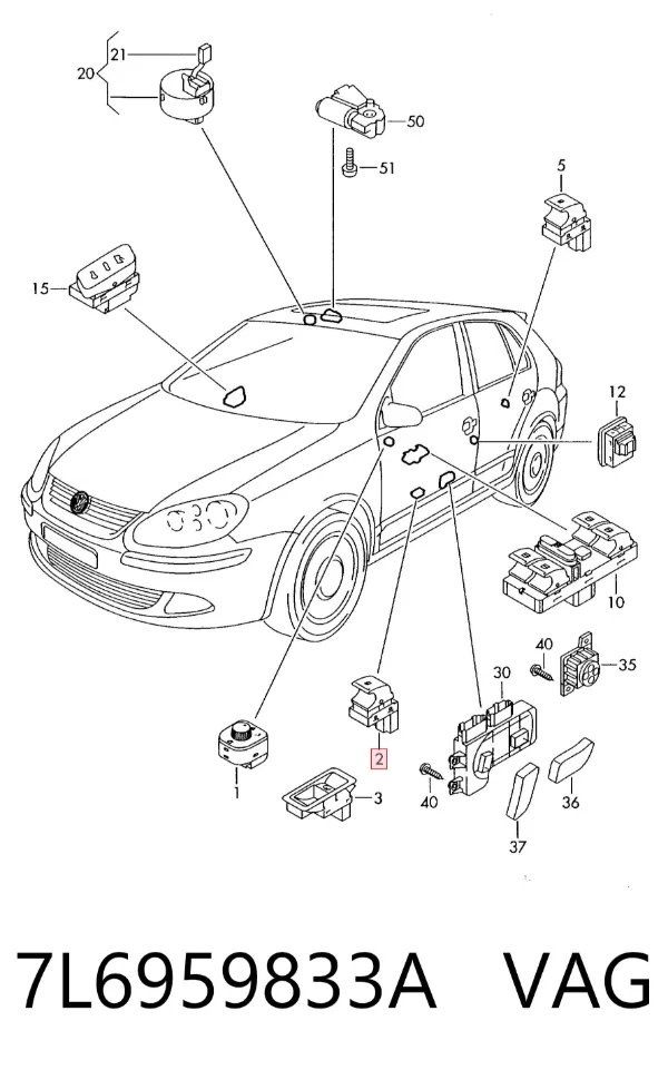 Manija de apertura de tapa de combustible 7L6959833A VAG