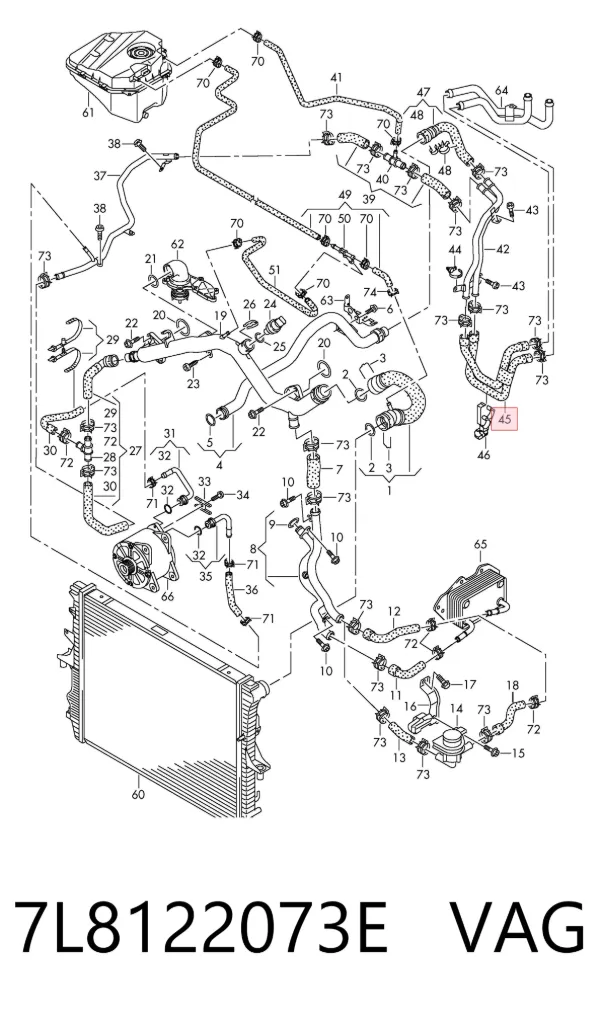 Manguera radiador 7L8122073E VAG