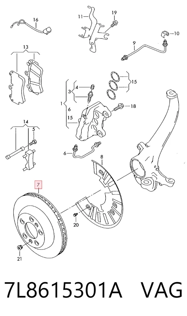 Disco de freno 7L8615301A VAG