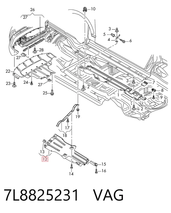Protección trasera del motor 7L8825231 VAG