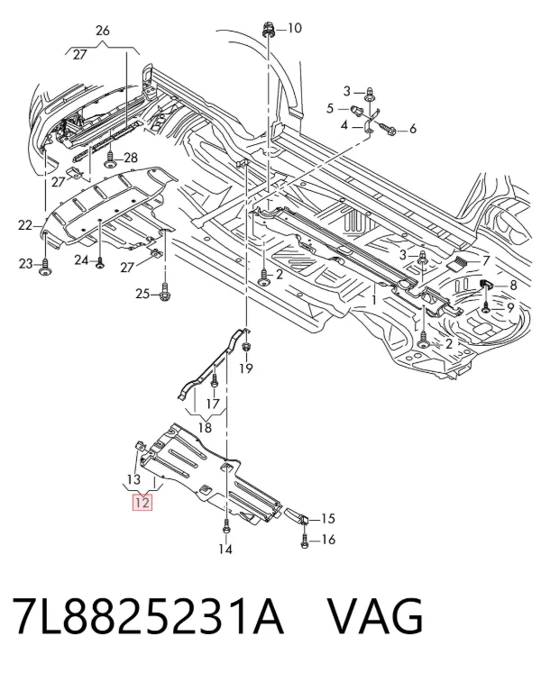 Protección trasera del motor 7L8825231A VAG