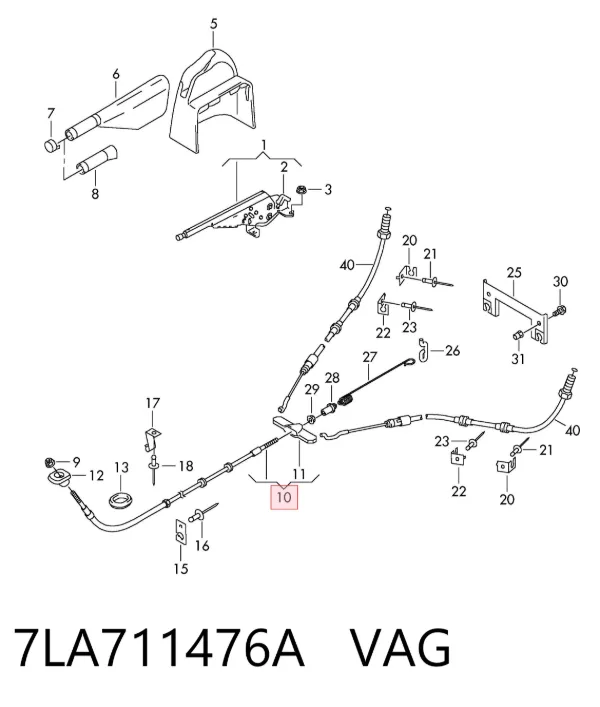 Cable de freno de estacionamiento delantero 7LA711476A VAG