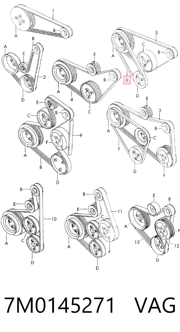 Correa de alternador 7M0145271 VAG