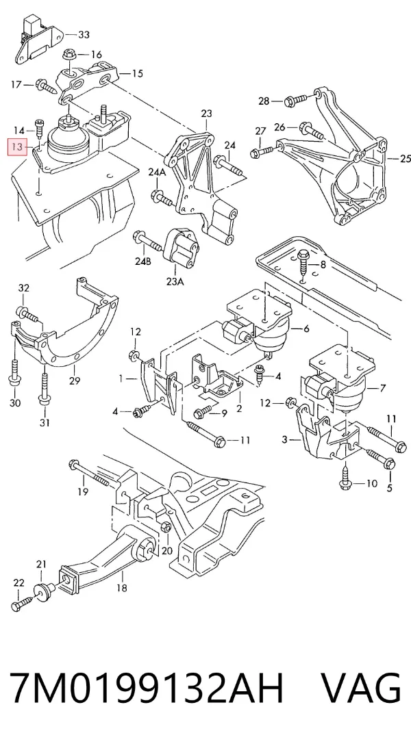 Soporte de motor derecho 7M0199132AH VAG