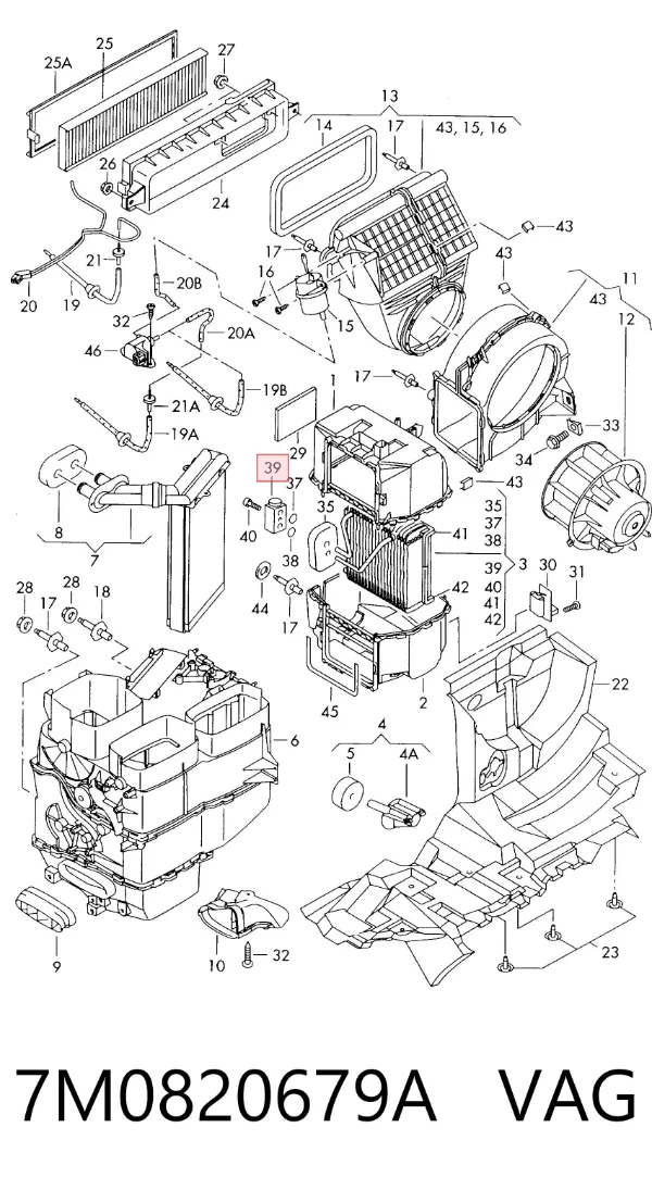 Válvula TRV del aire acondicionado 7M0820679A VAG