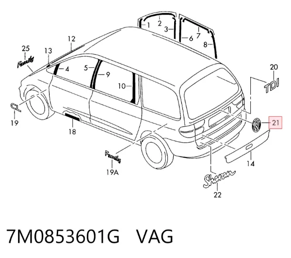 Emblema 7M0853601G VAG