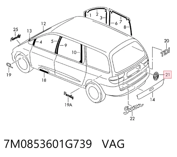 Emblema 7M0853601G739 VAG