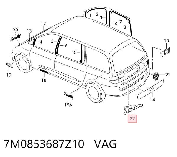 Emblema 7M0853687Z10 VAG