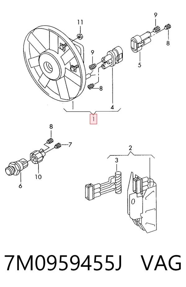 Motor ventilador del radiador 7M0959455J VAG