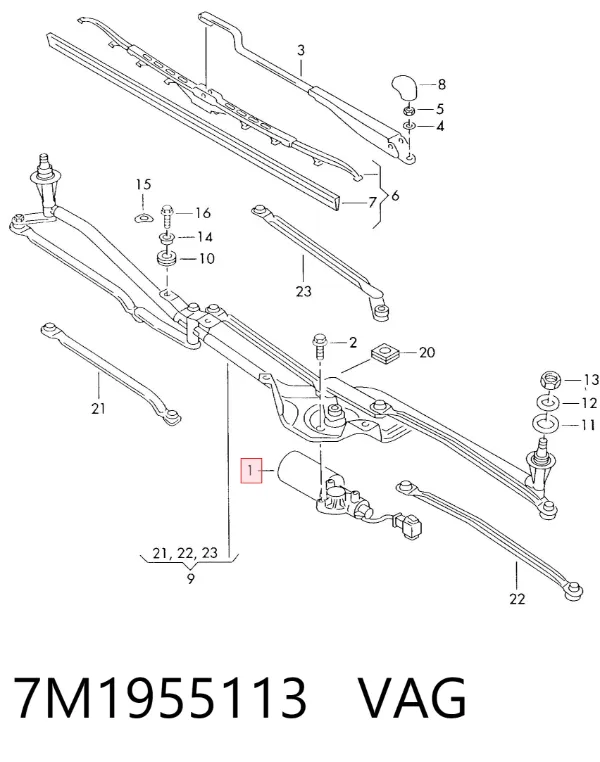 Motor limpiaparabrisas 7M1955113 VAG