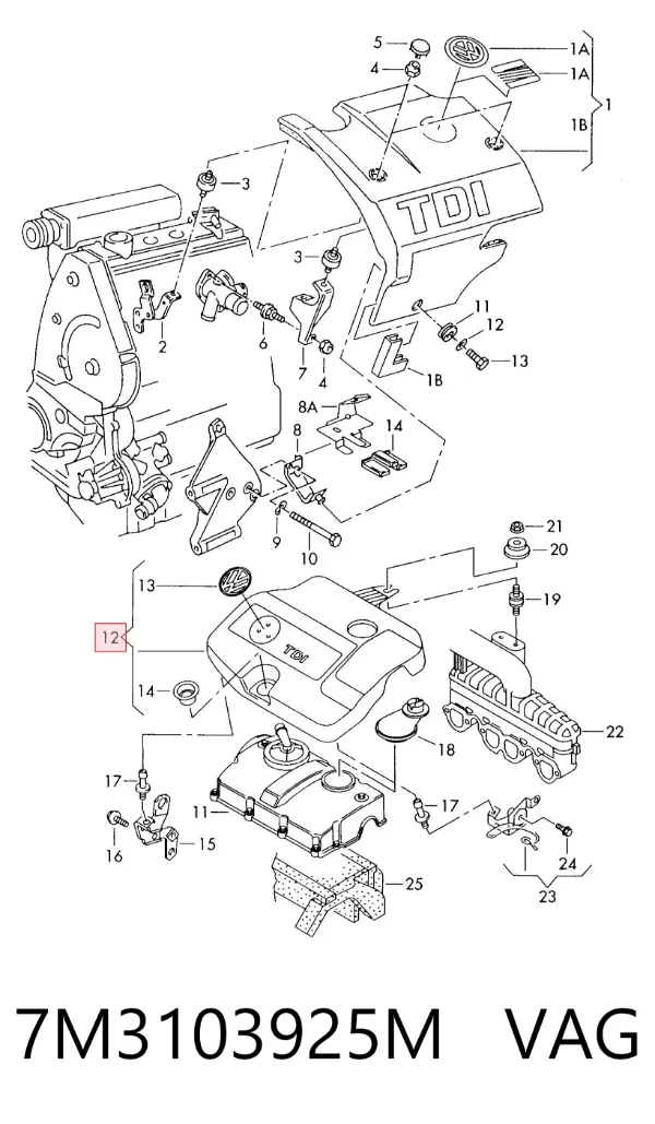 Tapa motor 7M3103925M VAG