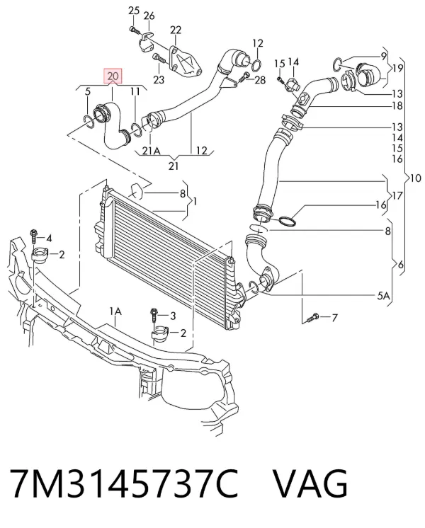 Tubo intercooler 7M3145737C VAG