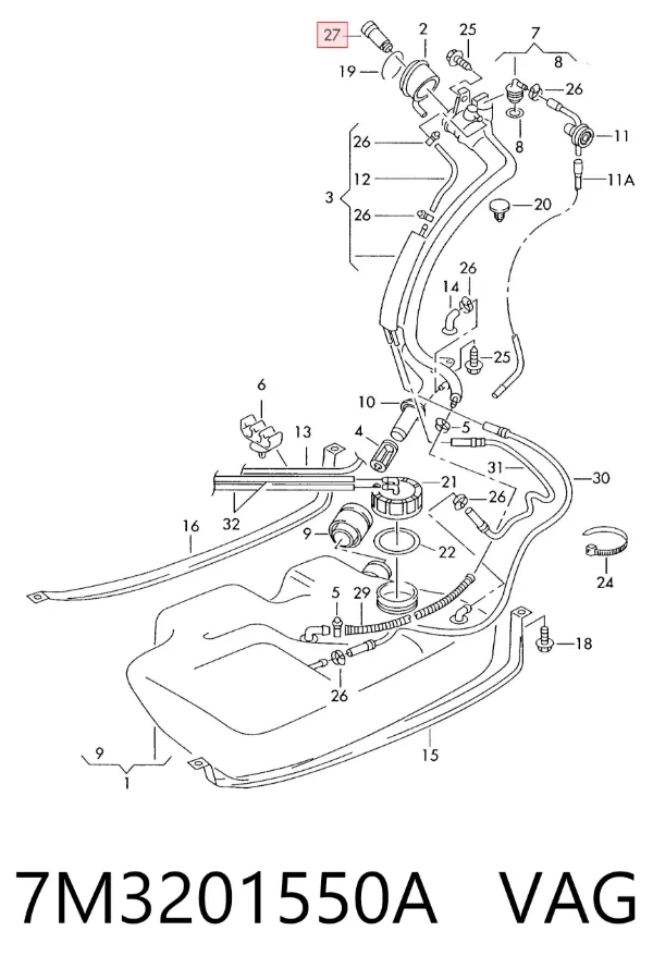Tapa de depósito de combustible 7M3201550A VAG