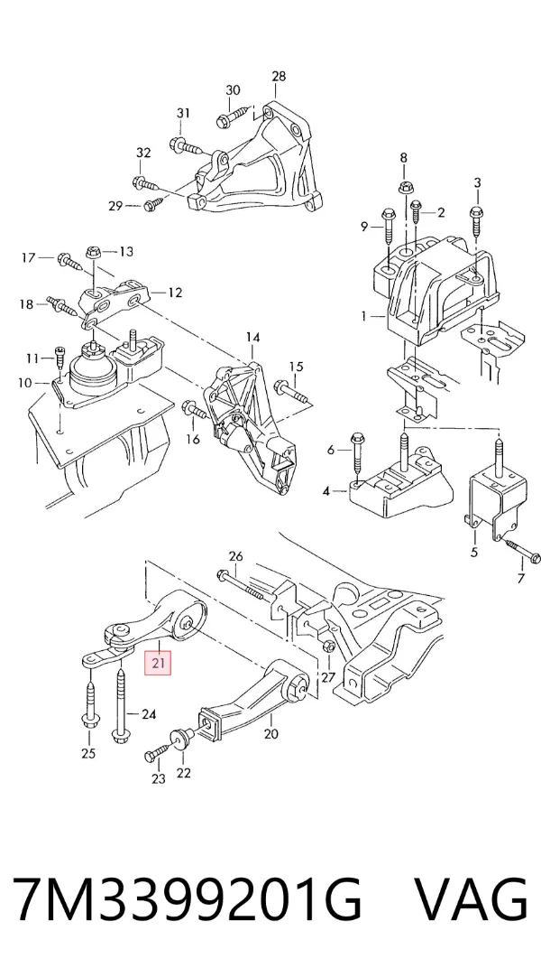 Soporte de motor trasero 7M3399201G VAG