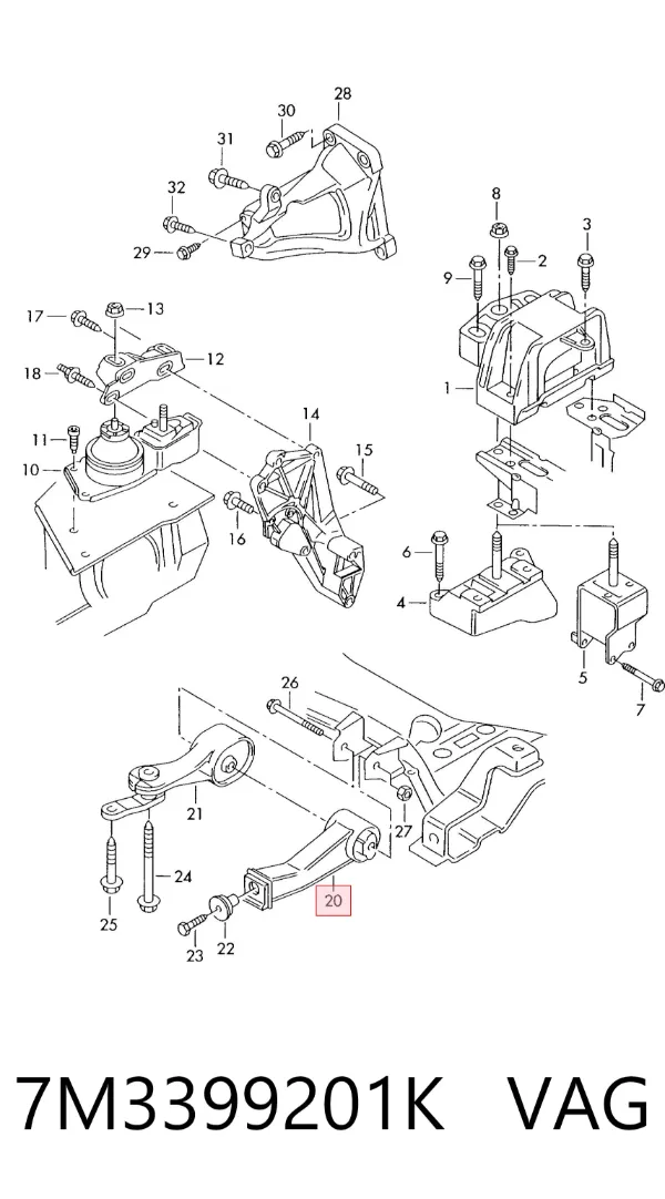 Taco de caja de cambios 7M3399201K VAG