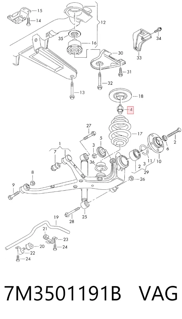 Tope de muelle trasero 7M3501191B VAG