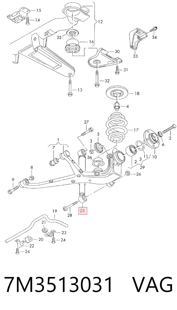 Amortiguador trasero 7M3513031 VAG