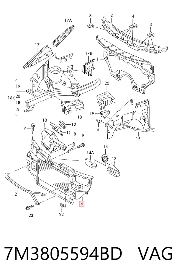 Soporte de radiador 7M3805594BD VAG