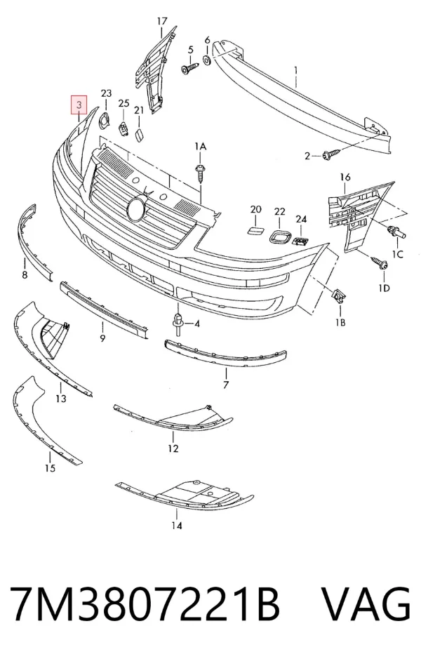 Paragolpes 7M3807221B VAG