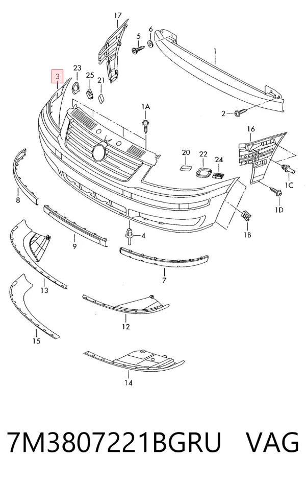 Paragolpes 7M3807221BGRU VAG