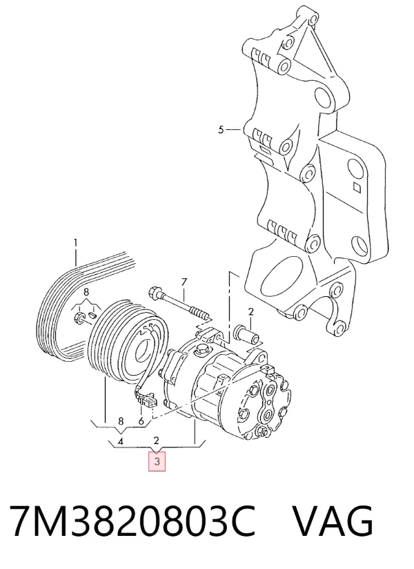 Compresor de aire acondicionado 7M3820803C VAG