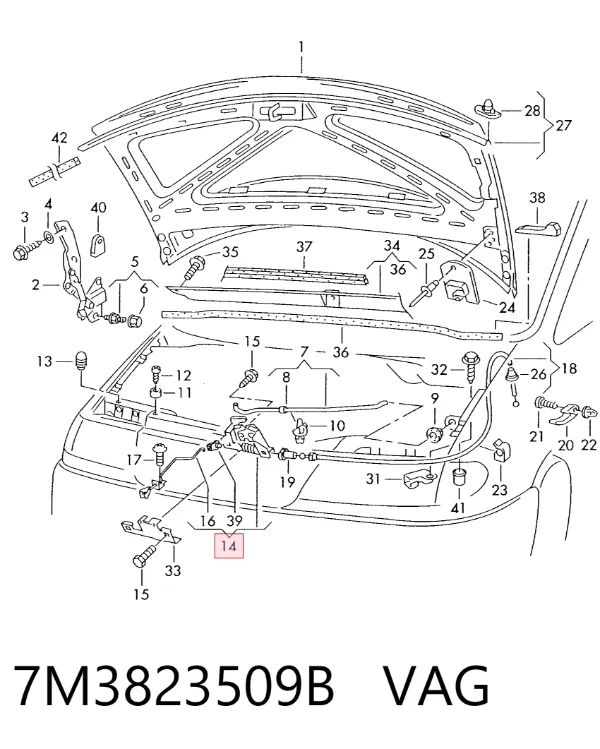 Cerradura de capó Volkswagen Sharan I