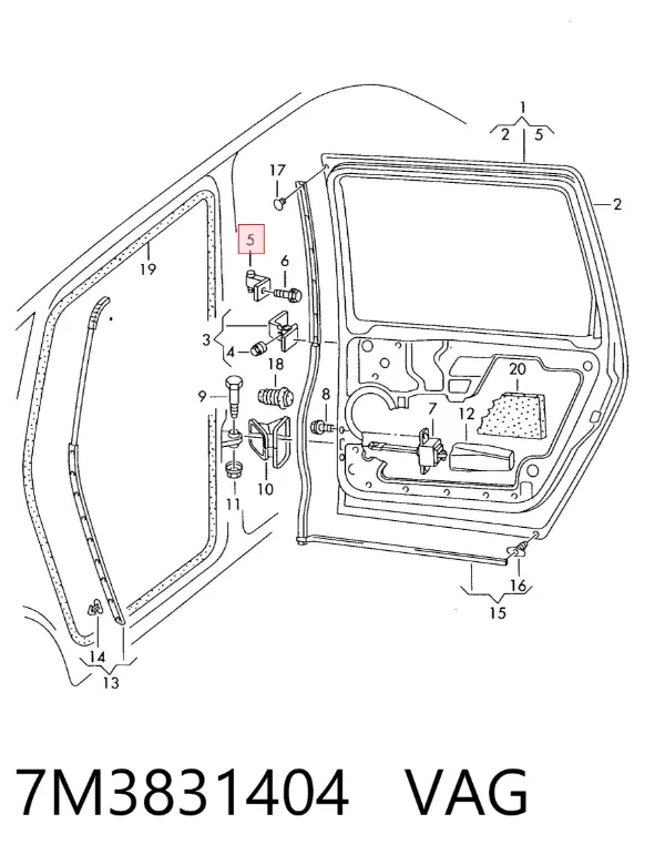 Bisagra de la puerta delantera derecha 7M3831404 VAG