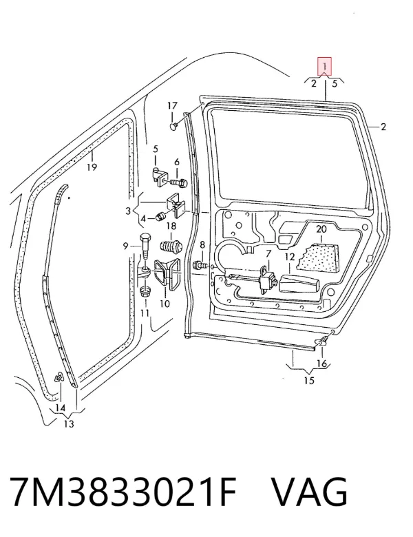 Puerta trasera izquierda 7M3833021F VAG
