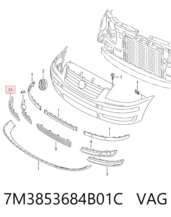 Tapa de rejilla de faro antiniebla delantero derecho 7M3853684B01C VAG