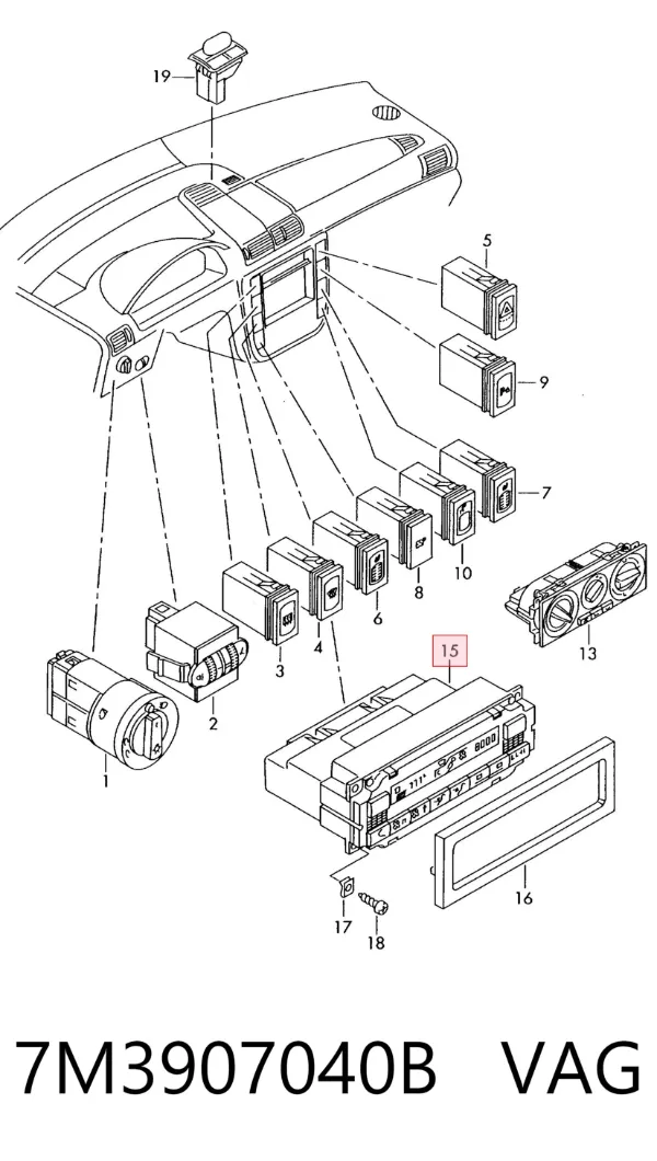 Unidad de control aire acondicionado 7M3907040B VAG