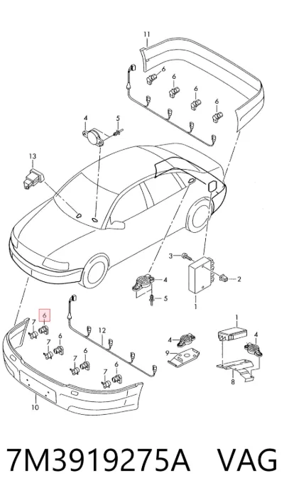 Sensor de aparcamiento trasero VAG 7M3919275A