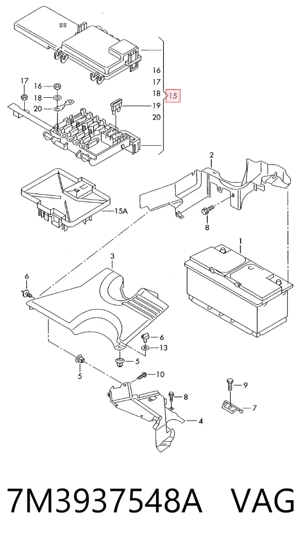 Carcasa de la caja de fusibles 7M3937548A VAG