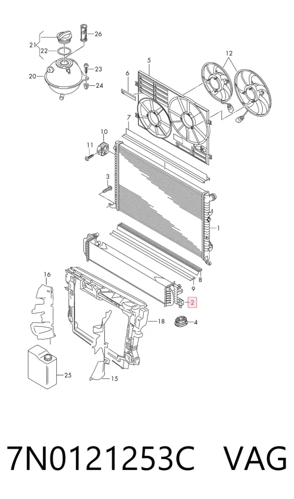 Radiador 7N0121253C VAG