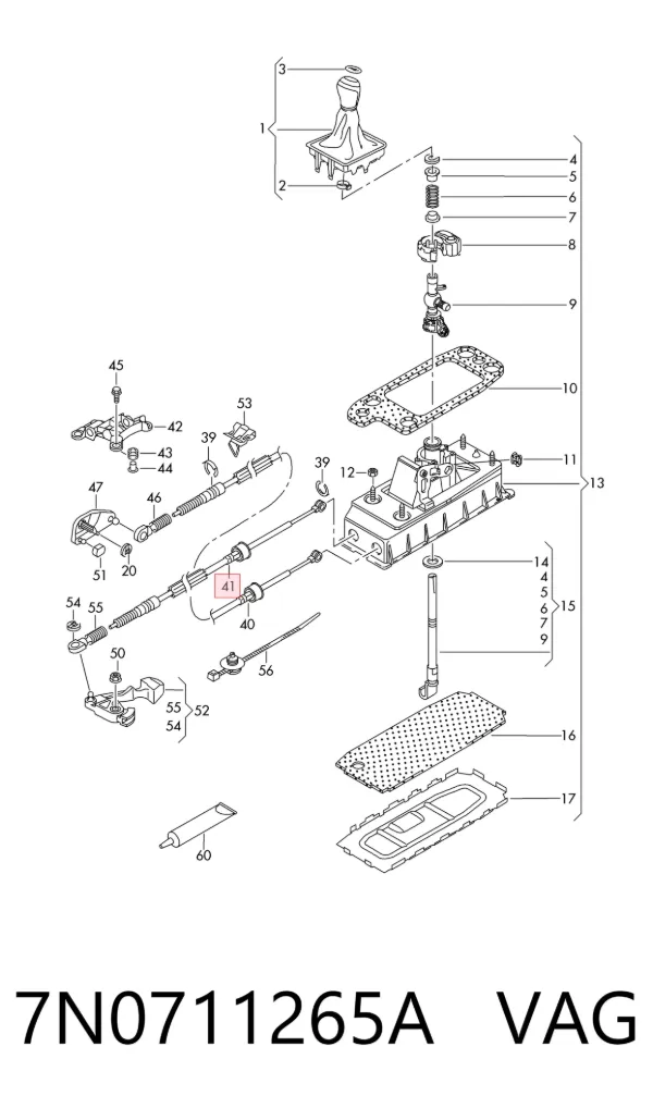 Cable de caja de cambios 7N0711265A VAG