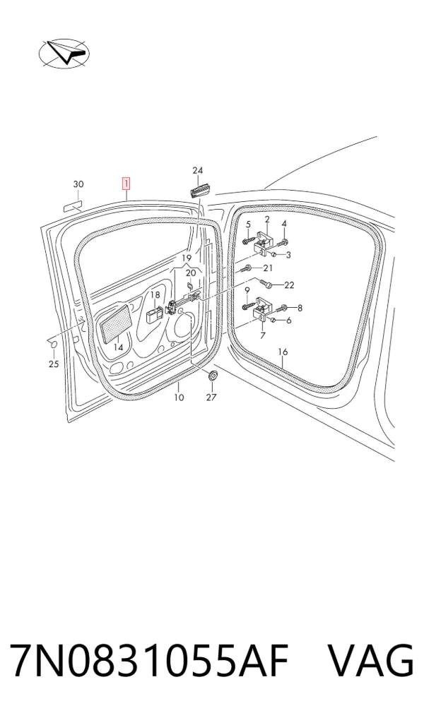 Puerta delantera izquierda 7N0831055AF VAG