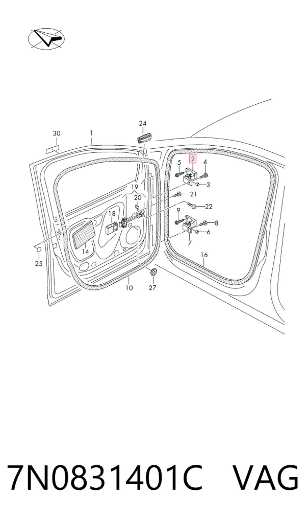 Bisagra de puerta delantera izquierda 7N0831401C VAG