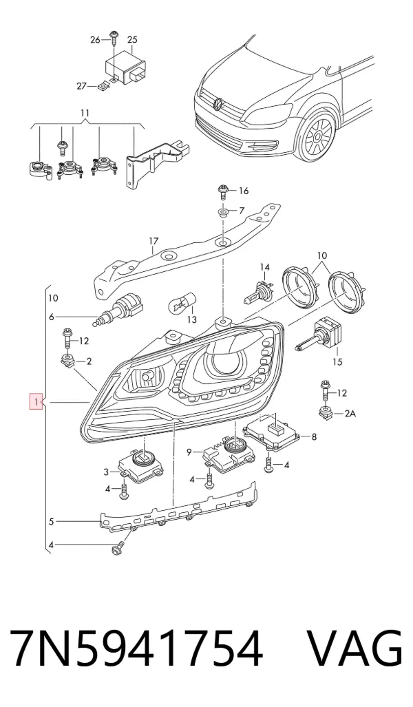 Faro derecho 7N5941754 VAG
