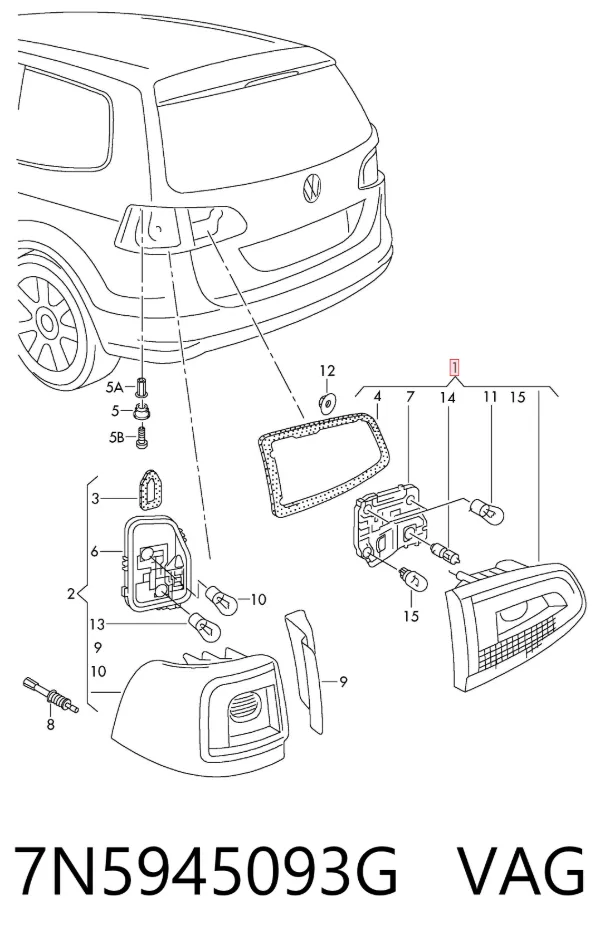 Piloto trasero interior izquierdo 7N5945093G VAG