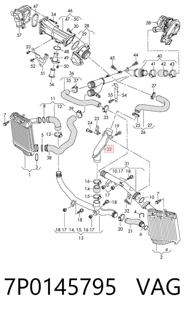 Tubo intercooler 7P0145795 VAG